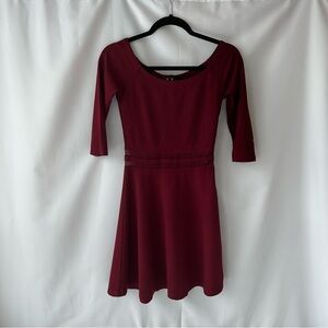 Lulu’s Yes to the Mesh Off the Shoulder Long Sleeve Burgundy Mini Dress